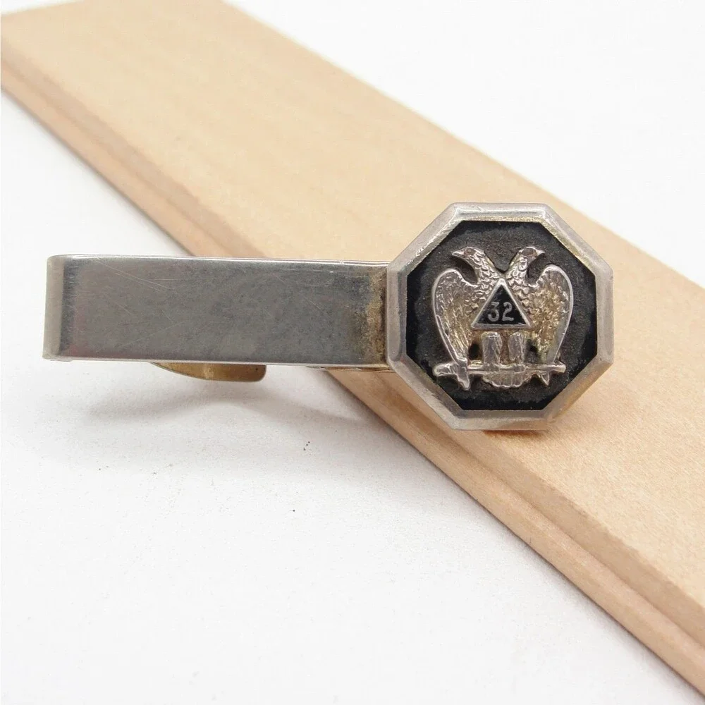 Vintage Masonic Scottish Rite 32 Degree Double Headed Eagle Tie Clip Bar US